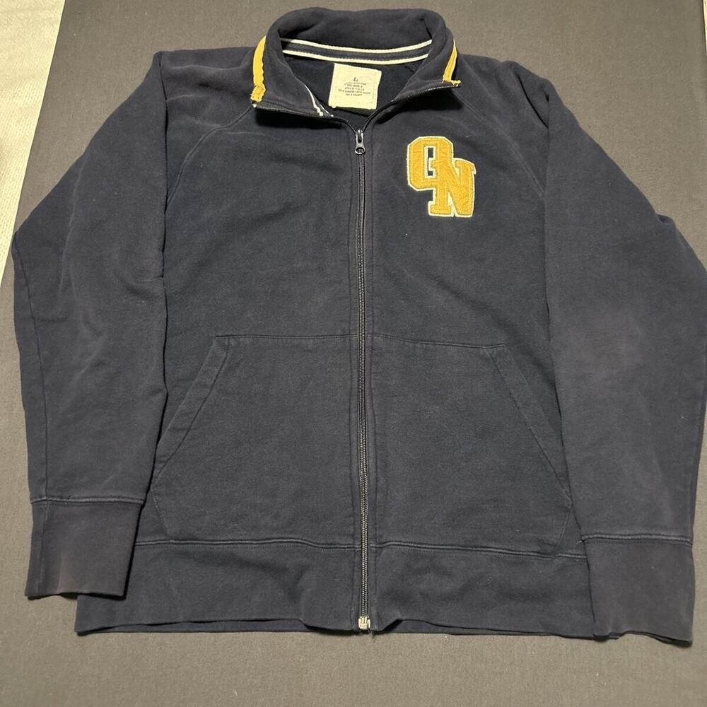 Old Navy Jacket Mens Large Blue With Yellow Letters Reg Issue-A Letterman Zip Up